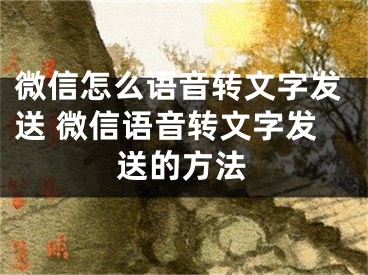 微信怎么語音轉(zhuǎn)文字發(fā)送 微信語音轉(zhuǎn)文字發(fā)送的方法