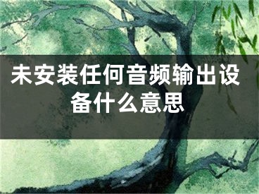 未安裝任何音頻輸出設(shè)備什么意思