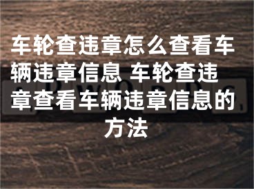 車輪查違章怎么查看車輛違章信息 車輪查違章查看車輛違章信息的方法