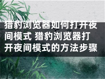 獵豹瀏覽器如何打開夜間模式 獵豹瀏覽器打開夜間模式的方法步驟