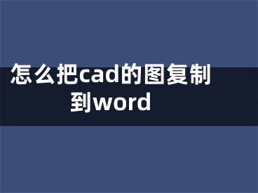 怎么把cad的圖復(fù)制到word