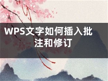 WPS文字如何插入批注和修訂