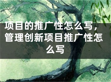 項(xiàng)目的推廣性怎么寫，管理創(chuàng)新項(xiàng)目推廣性怎么寫