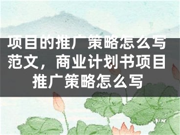 項(xiàng)目的推廣策略怎么寫范文，商業(yè)計(jì)劃書項(xiàng)目推廣策略怎么寫