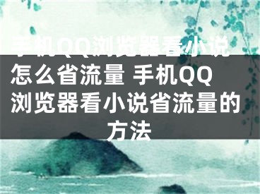 手機QQ瀏覽器看小說怎么省流量 手機QQ瀏覽器看小說省流量的方法