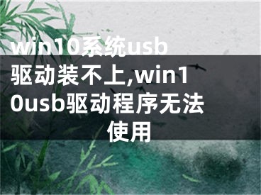 win10系統(tǒng)usb驅(qū)動裝不上,win10usb驅(qū)動程序無法使用