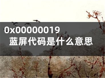 0x00000019藍(lán)屏代碼是什么意思