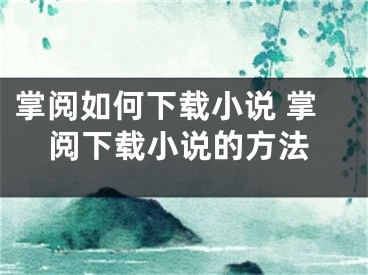 掌閱如何下載小說(shuō) 掌閱下載小說(shuō)的方法