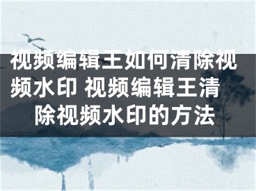 視頻編輯王如何清除視頻水印 視頻編輯王清除視頻水印的方法