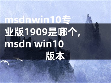 msdnwin10專業(yè)版1909是哪個,msdn win10版本