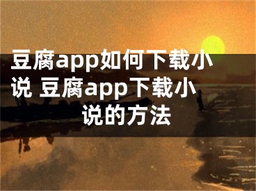 豆腐app如何下載小說 豆腐app下載小說的方法