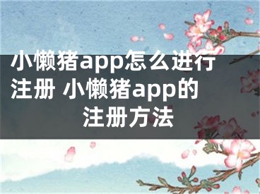 小懶豬app怎么進(jìn)行注冊(cè) 小懶豬app的注冊(cè)方法