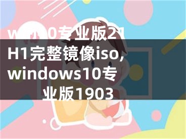 win10專業(yè)版21H1完整鏡像iso,windows10專業(yè)版1903