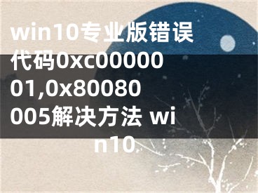 win10專業(yè)版錯(cuò)誤代碼0xc0000001,0x80080005解決方法 win10