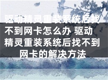 驅(qū)動精靈重裝系統(tǒng)后找不到網(wǎng)卡怎么辦 驅(qū)動精靈重裝系統(tǒng)后找不到網(wǎng)卡的解決方法