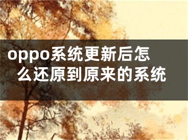 oppo系統(tǒng)更新后怎么還原到原來的系統(tǒng)