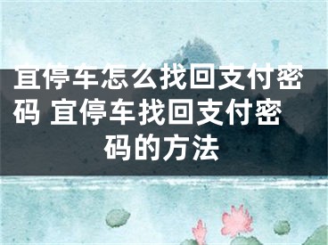 宜停車怎么找回支付密碼 宜停車找回支付密碼的方法