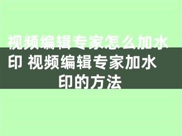 視頻編輯專家怎么加水印 視頻編輯專家加水印的方法