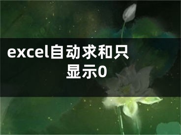 excel自動(dòng)求和只顯示0