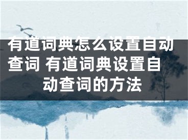 有道詞典怎么設(shè)置自動(dòng)查詞 有道詞典設(shè)置自動(dòng)查詞的方法