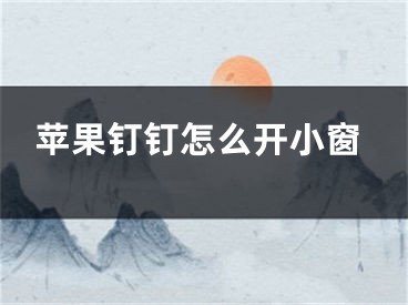 蘋果釘釘怎么開小窗