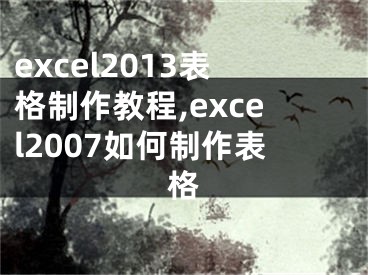 excel2013表格制作教程,excel2007如何制作表格