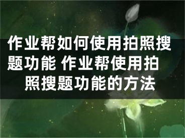 作業(yè)幫如何使用拍照搜題功能 作業(yè)幫使用拍照搜題功能的方法