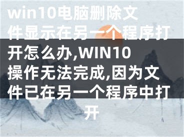 win10電腦刪除文件顯示在另一個(gè)程序打開怎么辦,WIN10操作無法完成,因?yàn)槲募言诹硪粋€(gè)程序中打開