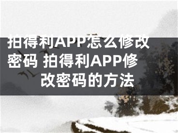 拍得利APP怎么修改密碼 拍得利APP修改密碼的方法