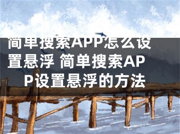 簡單搜索APP怎么設(shè)置懸浮 簡單搜索APP設(shè)置懸浮的方法