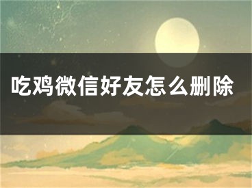 吃雞微信好友怎么刪除