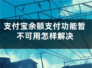 支付寶余額支付功能暫不可用怎樣解決