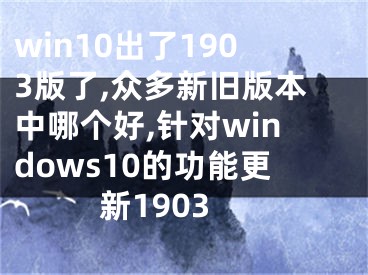 win10出了1903版了,眾多新舊版本中哪個(gè)好,針對(duì)windows10的功能更新1903