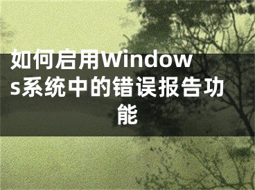 如何啟用Windows系統(tǒng)中的錯誤報告功能