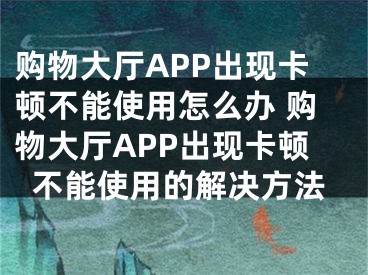 購(gòu)物大廳APP出現(xiàn)卡頓不能使用怎么辦 購(gòu)物大廳APP出現(xiàn)卡頓不能使用的解決方法