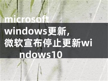 microsoft windows更新,微軟宣布停止更新windows10