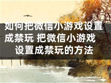 如何把微信小游戲設(shè)置成禁玩 把微信小游戲設(shè)置成禁玩的方法