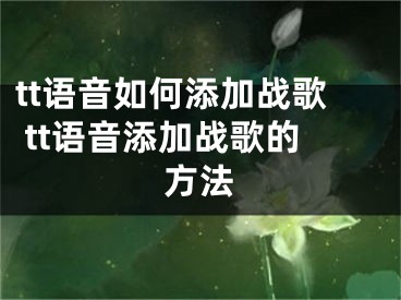 tt語(yǔ)音如何添加戰(zhàn)歌 tt語(yǔ)音添加戰(zhàn)歌的方法