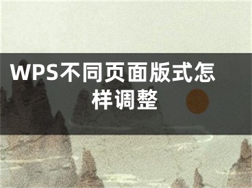 WPS不同頁面版式怎樣調(diào)整