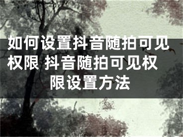 如何設(shè)置抖音隨拍可見權(quán)限 抖音隨拍可見權(quán)限設(shè)置方法