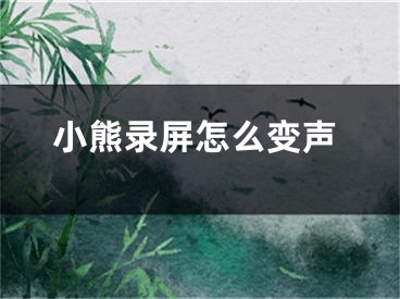 小熊錄屏怎么變聲