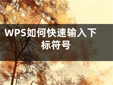 WPS如何快速輸入下標(biāo)符號(hào)