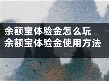 余額寶體驗金怎么玩 余額寶體驗金使用方法