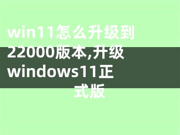 win11怎么升級到22000版本,升級windows11正式版