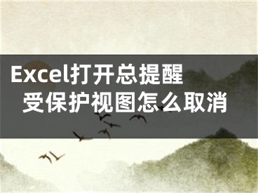 Excel打開總提醒受保護視圖怎么取消