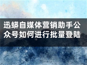 迅蟒自媒體營銷助手公眾號如何進行批量登陸