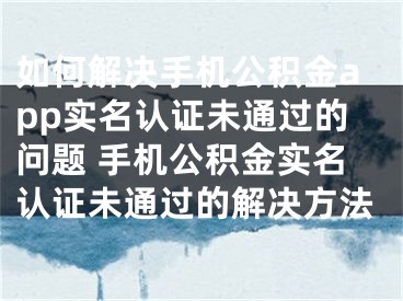 如何解決手機(jī)公積金app實(shí)名認(rèn)證未通過的問題 手機(jī)公積金實(shí)名認(rèn)證未通過的解決方法