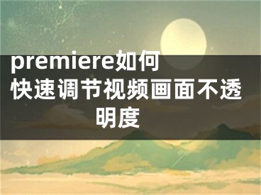 premiere如何快速調(diào)節(jié)視頻畫面不透明度 