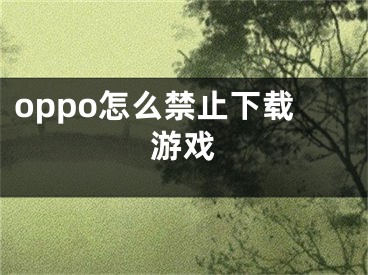 oppo怎么禁止下載游戲