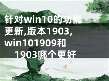 針對(duì)win10的功能更新,版本1903,win101909和1903哪個(gè)更好